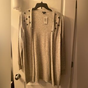 BNWT Torrid size 2 grey open front cardigan with grommet details